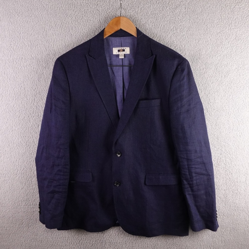 Joseph Abboud Mens‎ Navy Blue 100% Linen Two Button Blazer Sport Coat Large